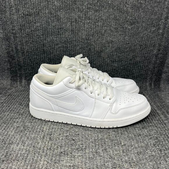 Nike Air Jordan 1 Low Triple White Leather Shoes Mens Size 14 553558-136 main image 7